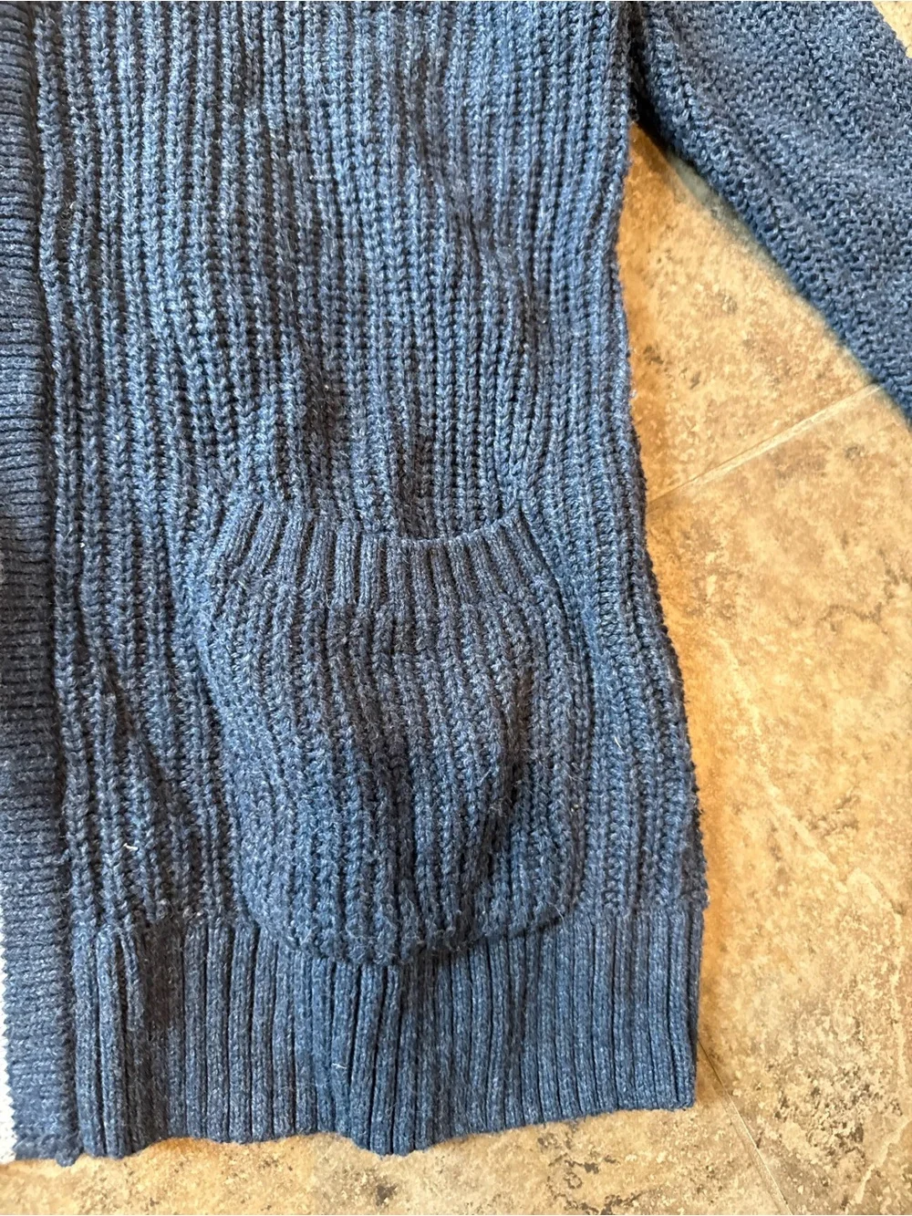 🧅Men's Navy Shawl Collar Button Sweater with Stripe Trim